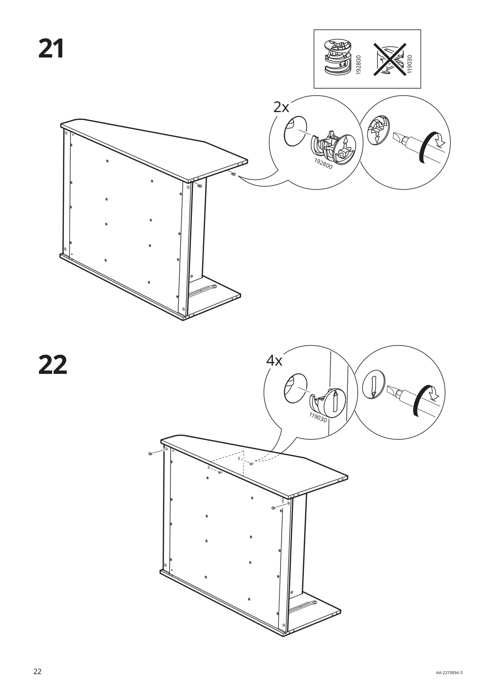 Assembly instructions for IKEA Bergig book display with storage white | Page 22 - IKEA BERGIG book display with storage 004.727.02