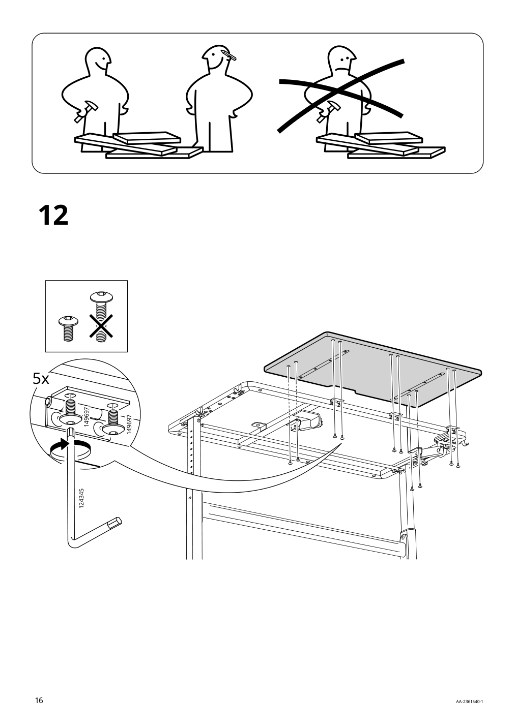 Assembly instructions for IKEA Berglaerka desk top and shelf birch | Page 16 - IKEA BERGLÄRKA desk top and shelf 305.799.66