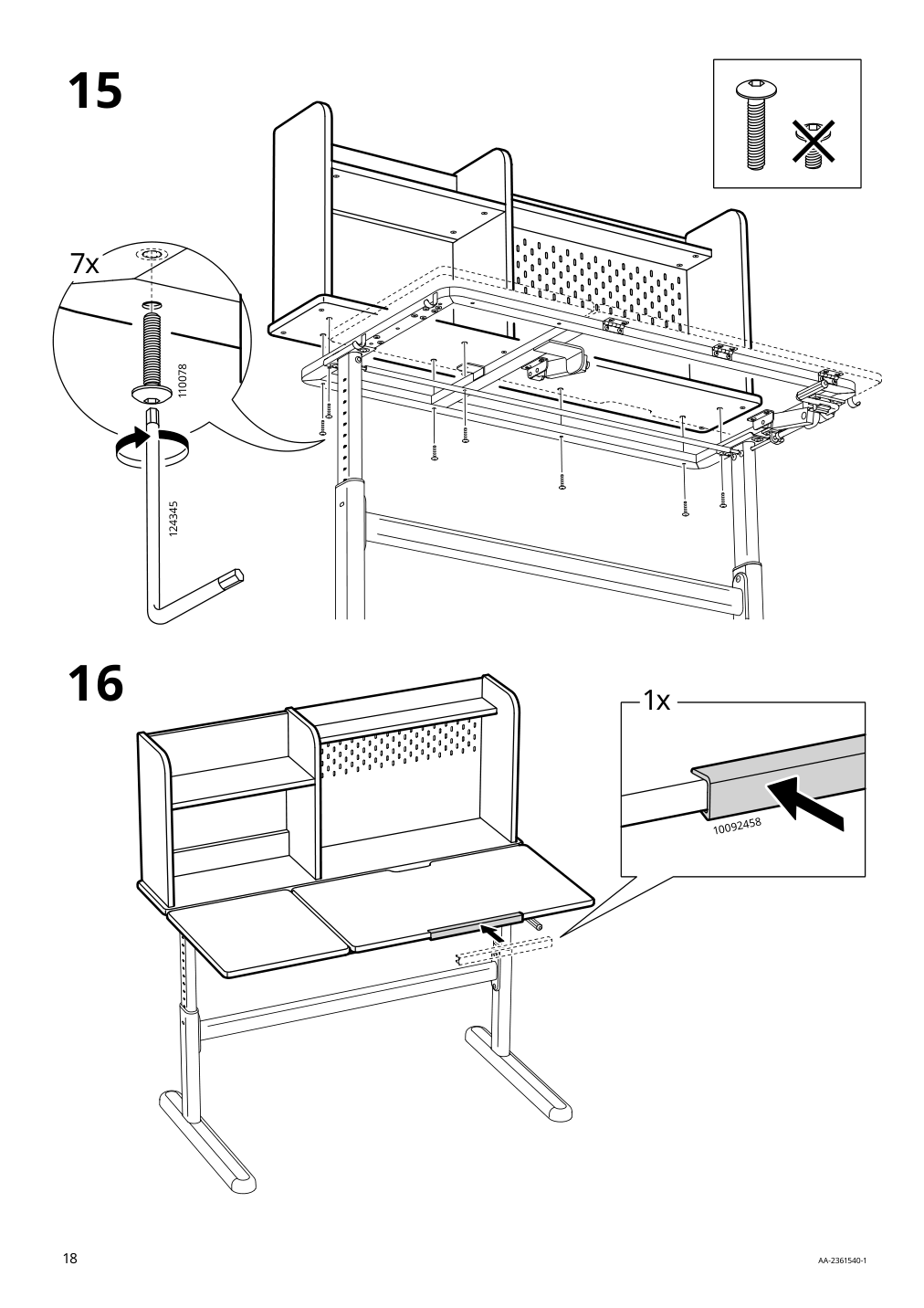 Assembly instructions for IKEA Berglaerka desk top and shelf birch | Page 18 - IKEA BERGLÄRKA desk 595.664.83