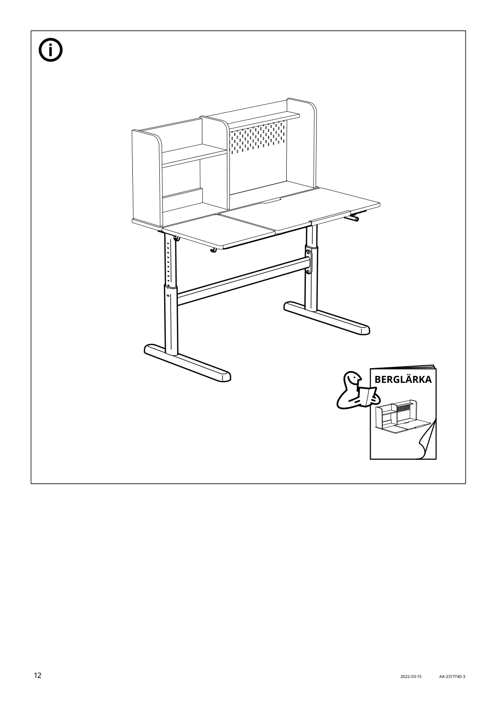 Assembly instructions for IKEA Berglaerka underframe for table top | Page 12 - IKEA BERGLÄRKA desk 595.664.83