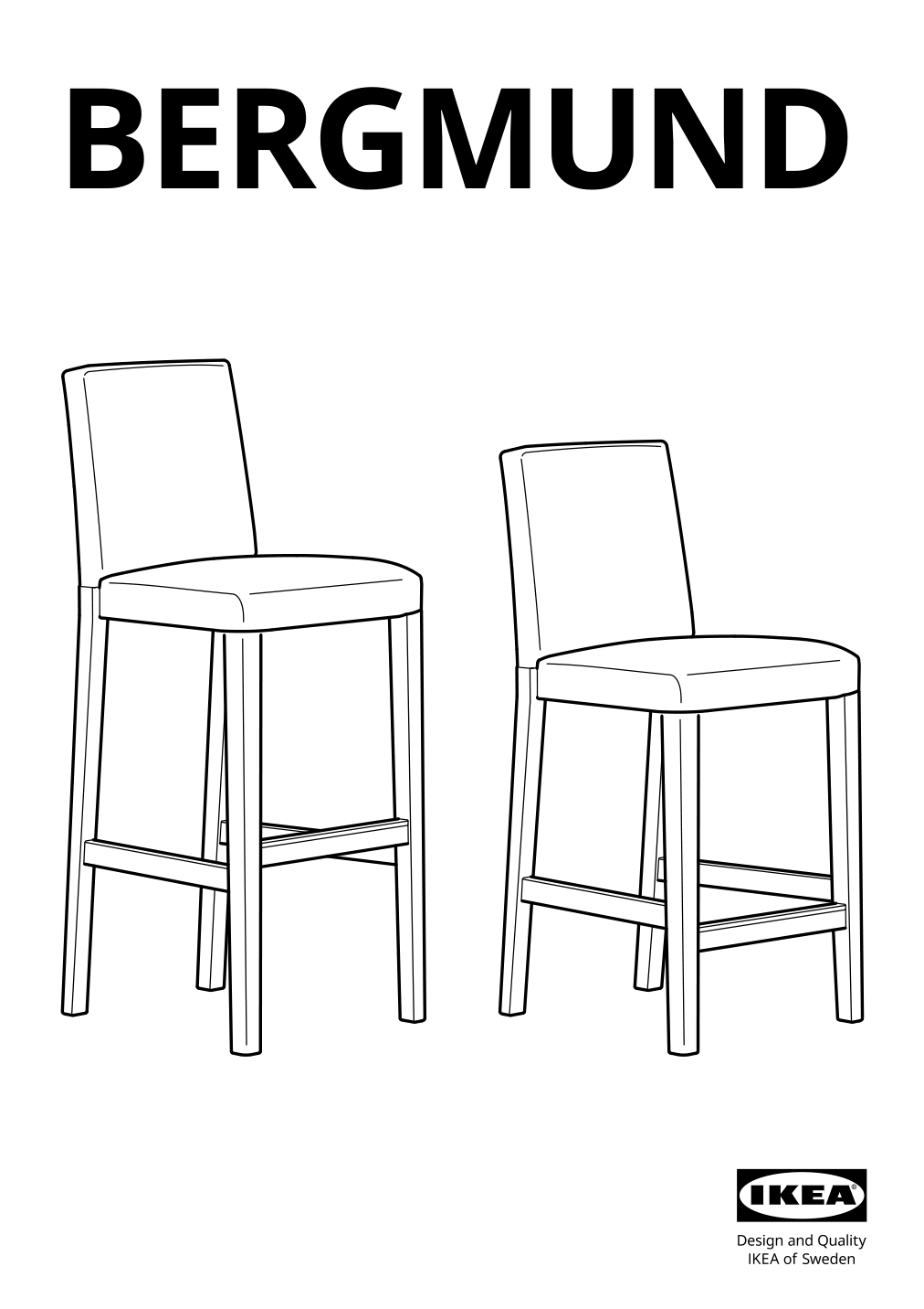 Assembly instructions for IKEA Bergmund bar stool with backrest black glose black | Page 1 - IKEA BERGMUND bar stool with backrest 804.519.94