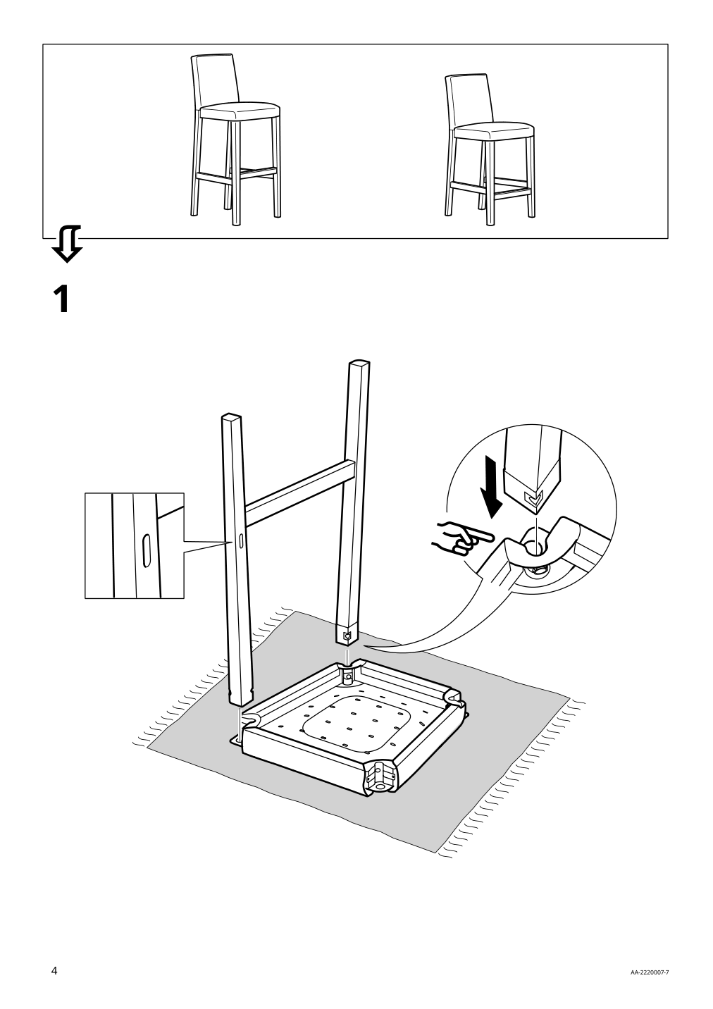 Assembly instructions for IKEA Bergmund bar stool with backrest frame white | Page 4 - IKEA BERGMUND bar stool with backrest 893.846.84