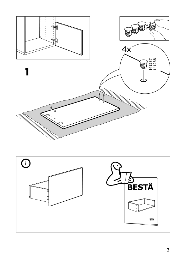 Assembly instructions for IKEA Bergsviken door drawer front beige marble effect | Page 3 - IKEA BESTÅ TV unit with drawers and door 694.203.67