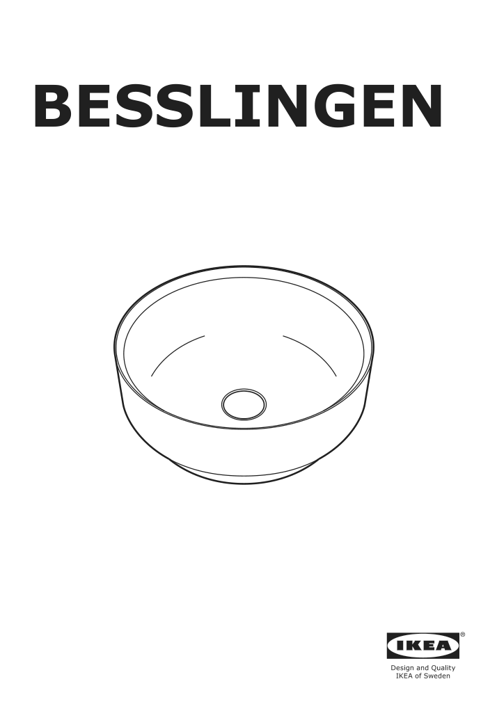 Assembly instructions for IKEA Besslingen countertop sink black matte | Page 1 - IKEA BESSLINGEN countertop sink 705.220.58