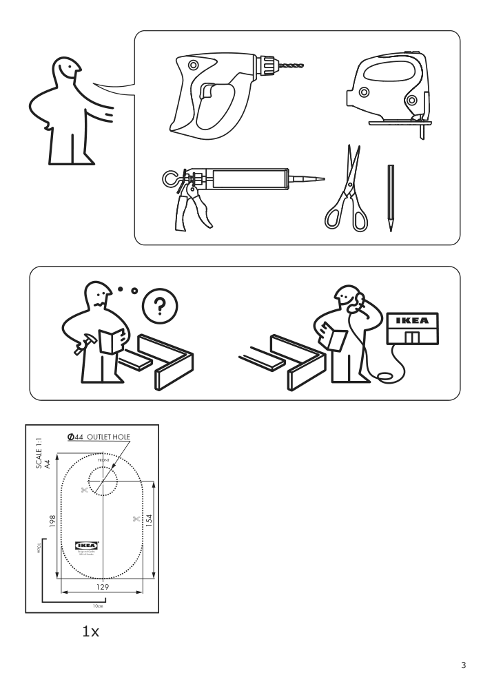 Assembly instructions for IKEA Besslingen countertop sink black matte | Page 3 - IKEA BESSLINGEN countertop sink 705.220.58