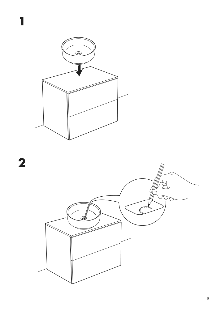 Assembly instructions for IKEA Besslingen countertop sink black matte | Page 5 - IKEA BESSLINGEN countertop sink 705.220.58