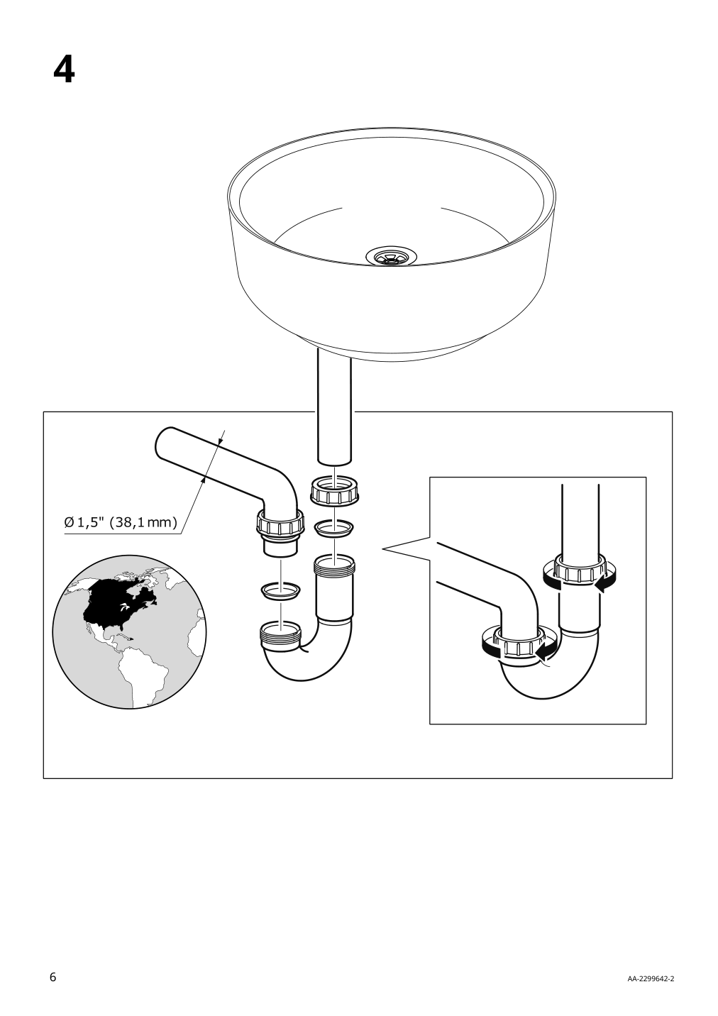 Assembly instructions for IKEA Besslingen countertop sink black matte | Page 6 - IKEA BESSLINGEN countertop sink 705.220.58