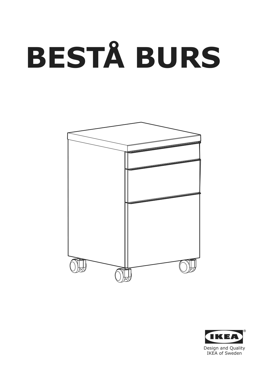 Assembly instructions for IKEA Besta burs drawer unit on casters high gloss white | Page 1 - IKEA BESTÅ BURS drawer unit on casters 402.840.30