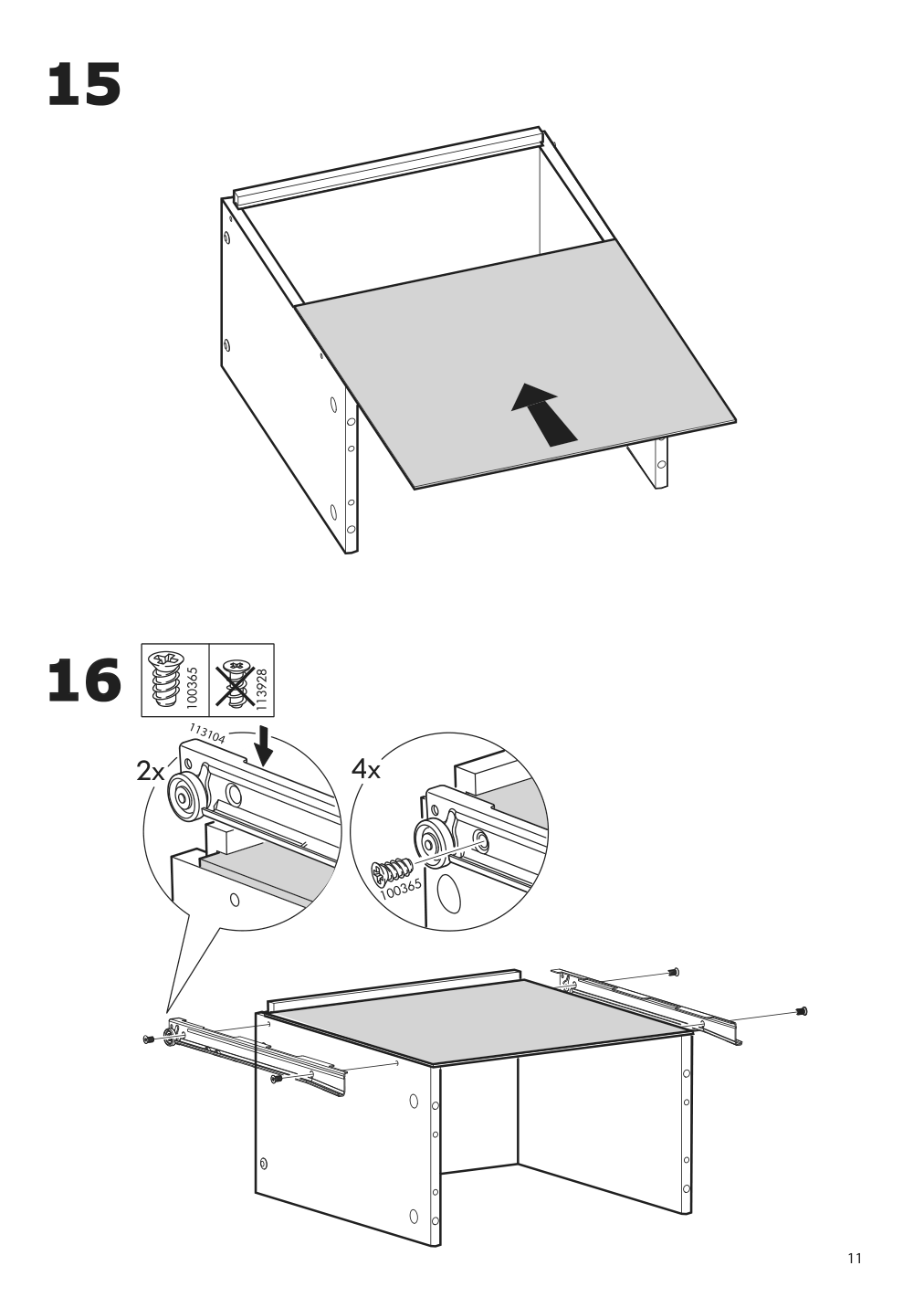 Assembly instructions for IKEA Besta burs drawer unit on casters high gloss white | Page 11 - IKEA BESTÅ BURS drawer unit on casters 402.840.30