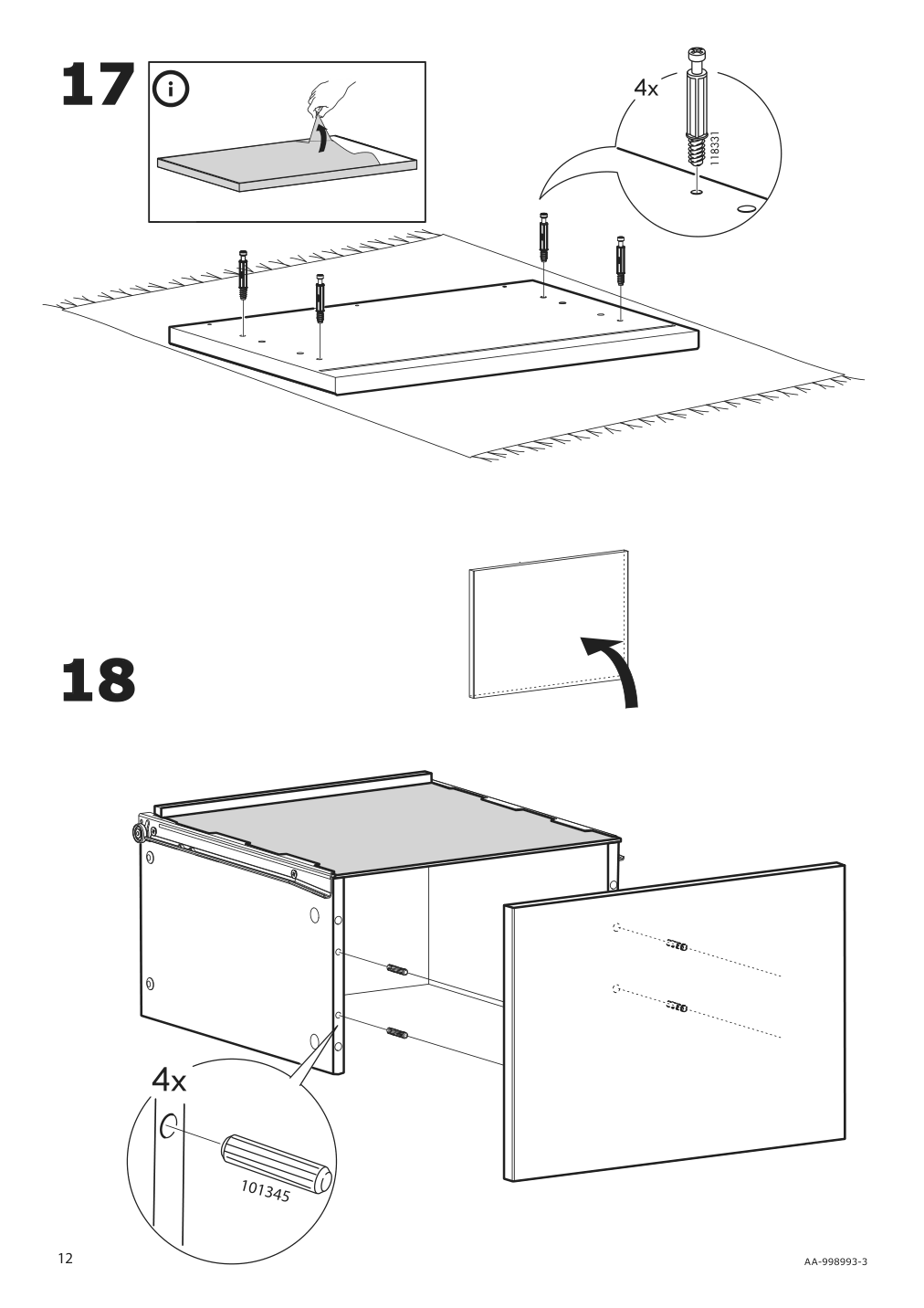 Assembly instructions for IKEA Besta burs drawer unit on casters high gloss white | Page 12 - IKEA BESTÅ BURS drawer unit on casters 402.840.30