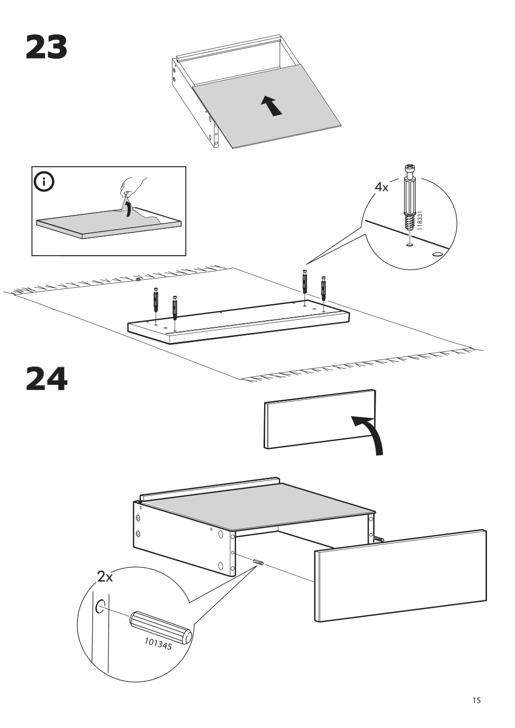 Assembly instructions for IKEA Besta burs drawer unit on casters high gloss white | Page 15 - IKEA BESTÅ BURS drawer unit on casters 402.840.30