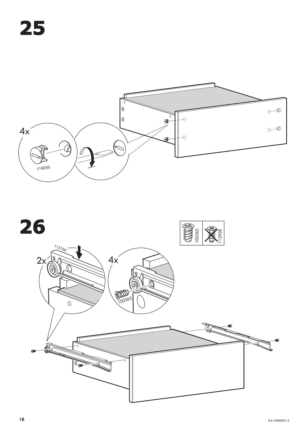 Assembly instructions for IKEA Besta burs drawer unit on casters high gloss white | Page 16 - IKEA BESTÅ BURS drawer unit on casters 402.840.30