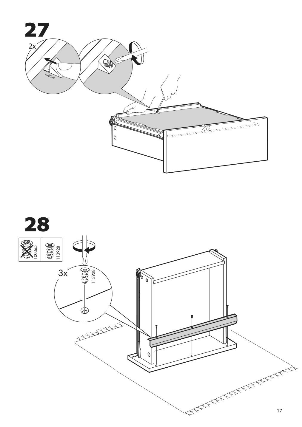 Assembly instructions for IKEA Besta burs drawer unit on casters high gloss white | Page 17 - IKEA BESTÅ BURS drawer unit on casters 402.840.30