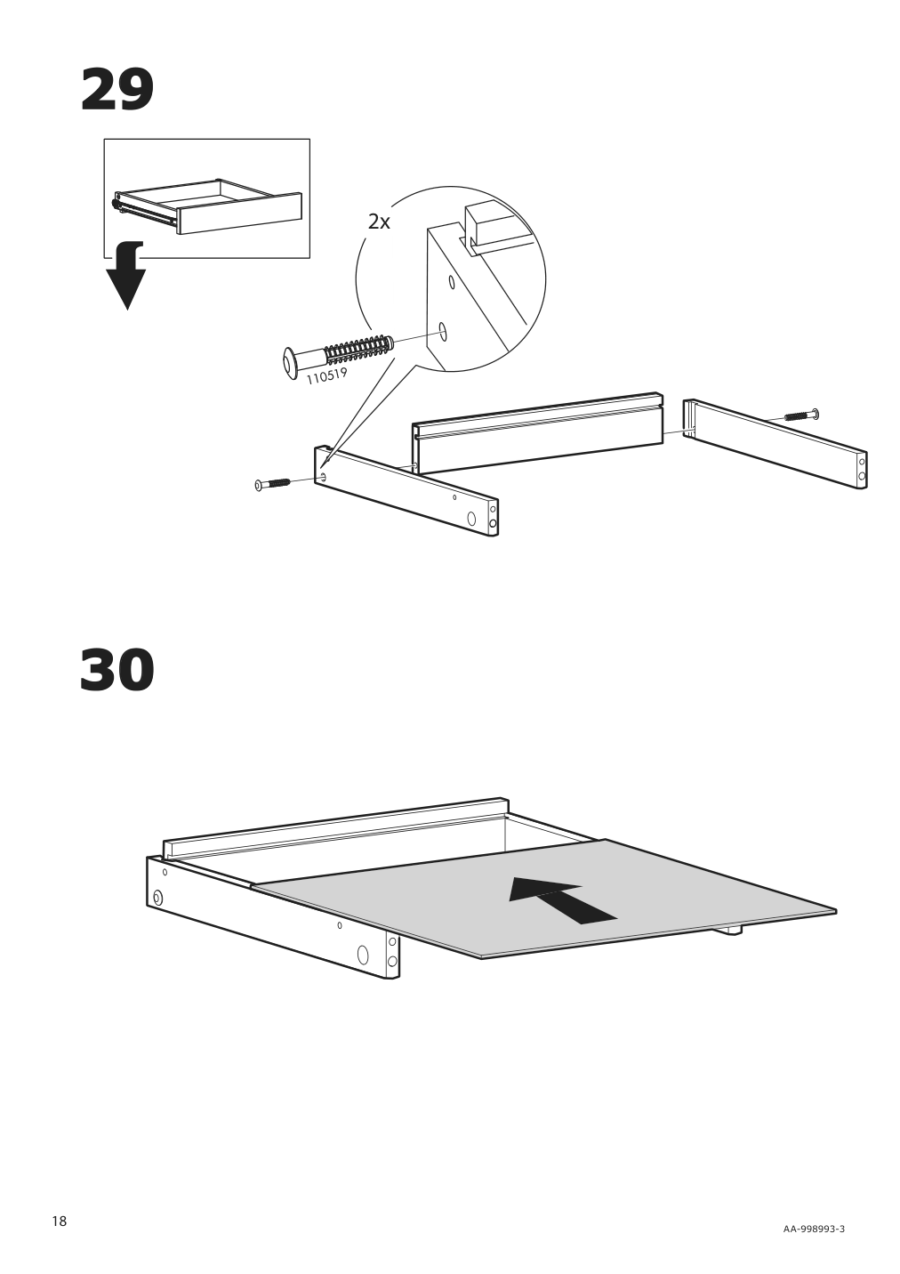 Assembly instructions for IKEA Besta burs drawer unit on casters high gloss white | Page 18 - IKEA BESTÅ BURS drawer unit on casters 402.840.30