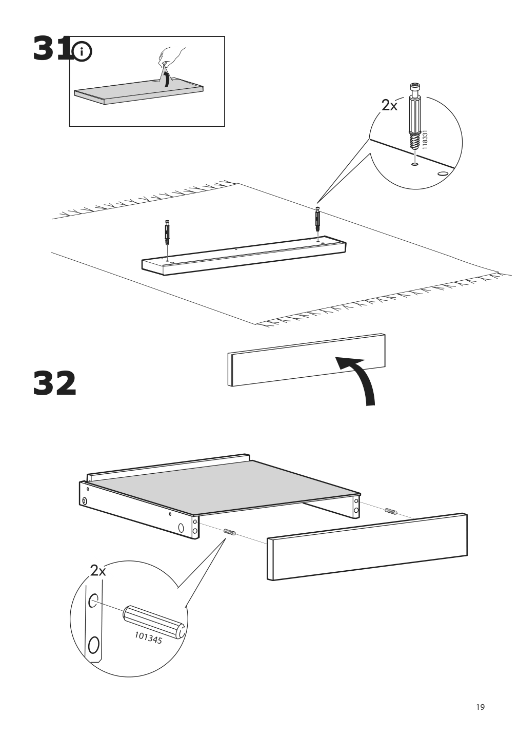 Assembly instructions for IKEA Besta burs drawer unit on casters high gloss white | Page 19 - IKEA BESTÅ BURS drawer unit on casters 402.840.30