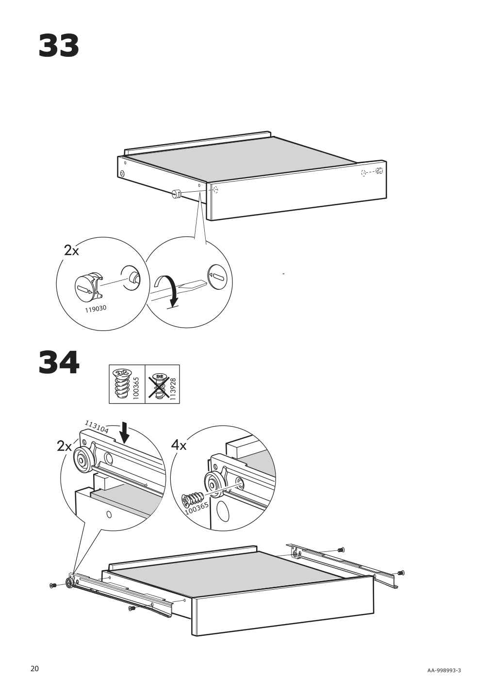 Assembly instructions for IKEA Besta burs drawer unit on casters high gloss white | Page 20 - IKEA BESTÅ BURS drawer unit on casters 402.840.30