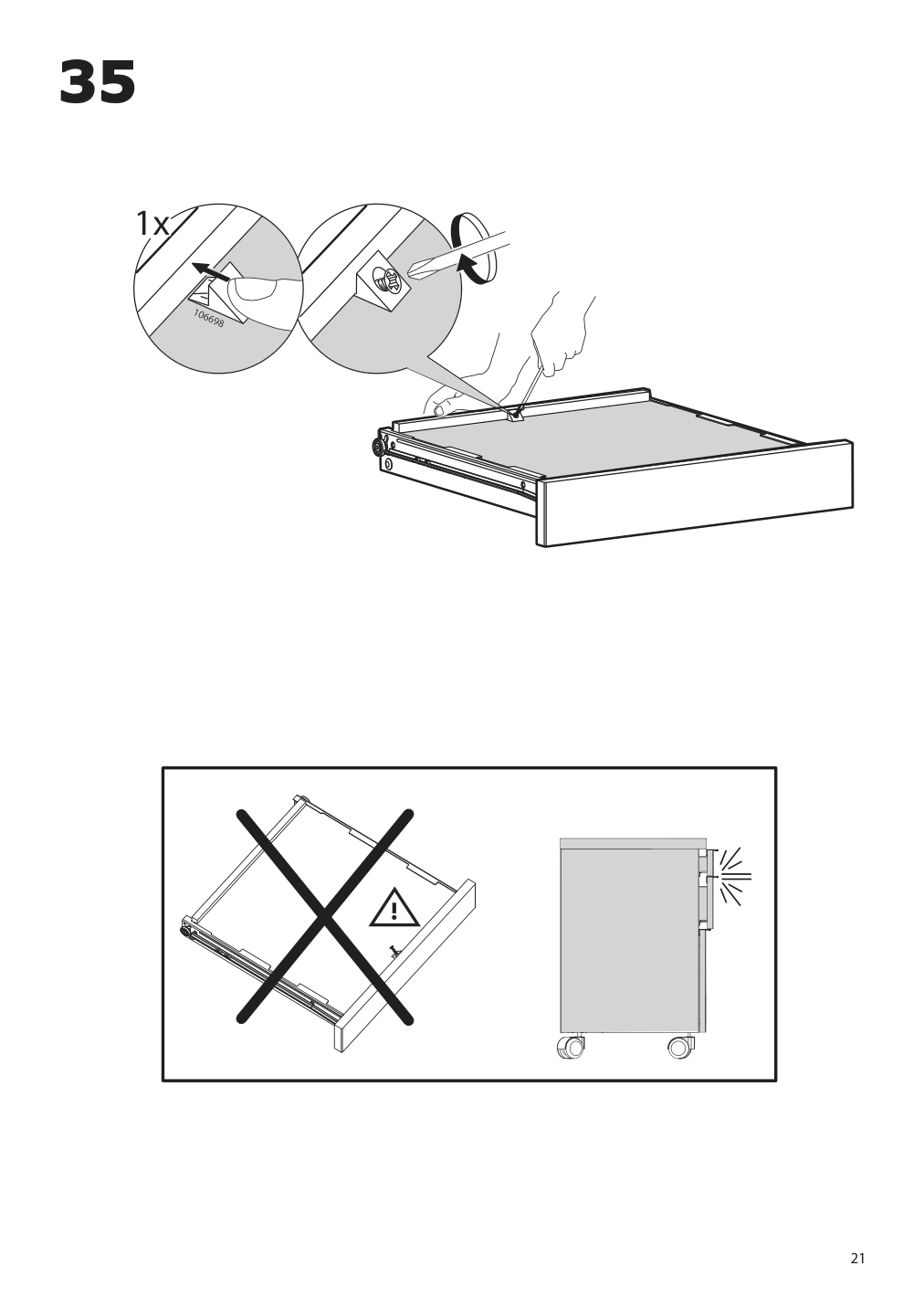 Assembly instructions for IKEA Besta burs drawer unit on casters high gloss white | Page 21 - IKEA BESTÅ BURS drawer unit on casters 402.840.30