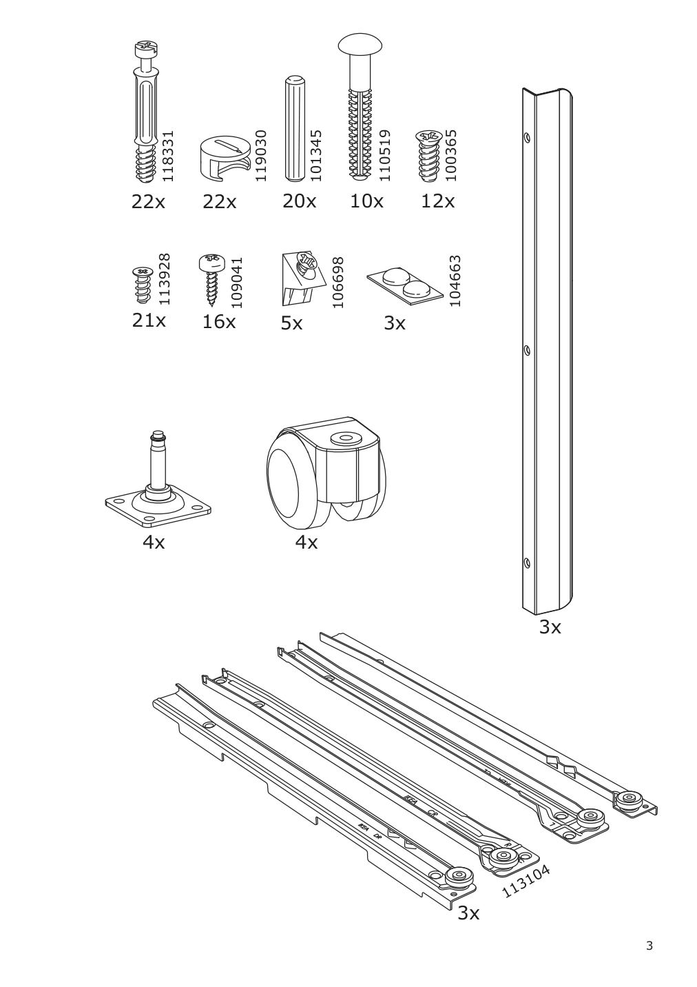 Assembly instructions for IKEA Besta burs drawer unit on casters high gloss white | Page 3 - IKEA BESTÅ BURS drawer unit on casters 402.840.30