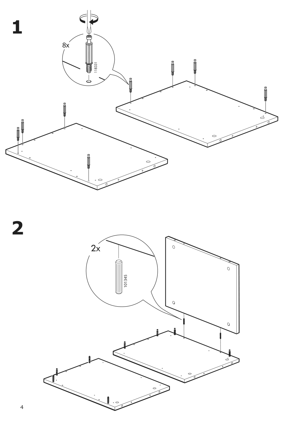 Assembly instructions for IKEA Besta burs drawer unit on casters high gloss white | Page 4 - IKEA BESTÅ BURS drawer unit on casters 402.840.30