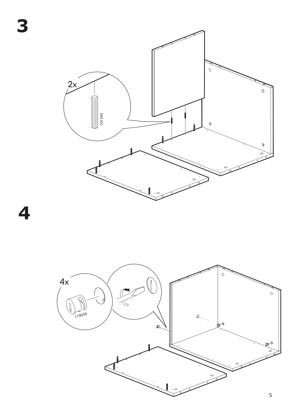 Assembly instructions for IKEA Besta burs drawer unit on casters high gloss white | Page 5 - IKEA BESTÅ BURS drawer unit on casters 402.840.30