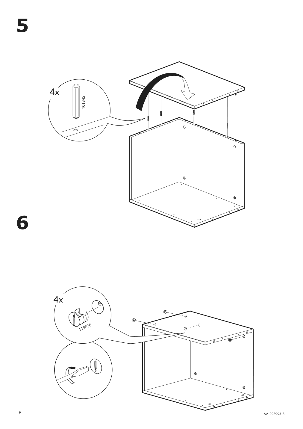 Assembly instructions for IKEA Besta burs drawer unit on casters high gloss white | Page 6 - IKEA BESTÅ BURS drawer unit on casters 402.840.30