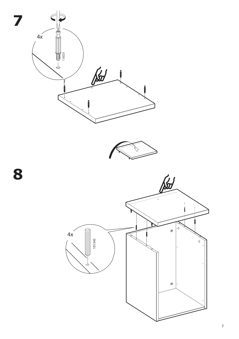 Assembly instructions for IKEA Besta burs drawer unit on casters high gloss white | Page 7 - IKEA BESTÅ BURS drawer unit on casters 402.840.30