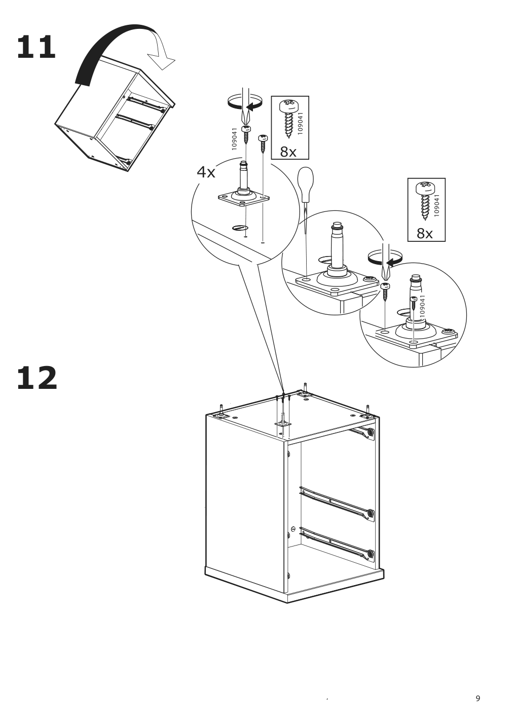 Assembly instructions for IKEA Besta burs drawer unit on casters high gloss white | Page 9 - IKEA BESTÅ BURS drawer unit on casters 402.840.30