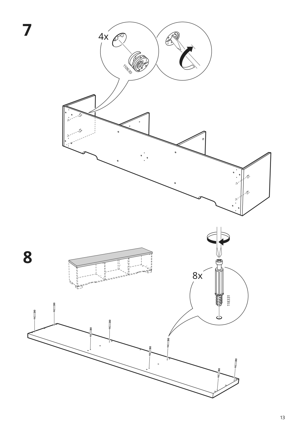 Assembly instructions for IKEA Besta burs tv unit high gloss white | Page 13 - IKEA BESTÅ BURS TV unit 905.660.27