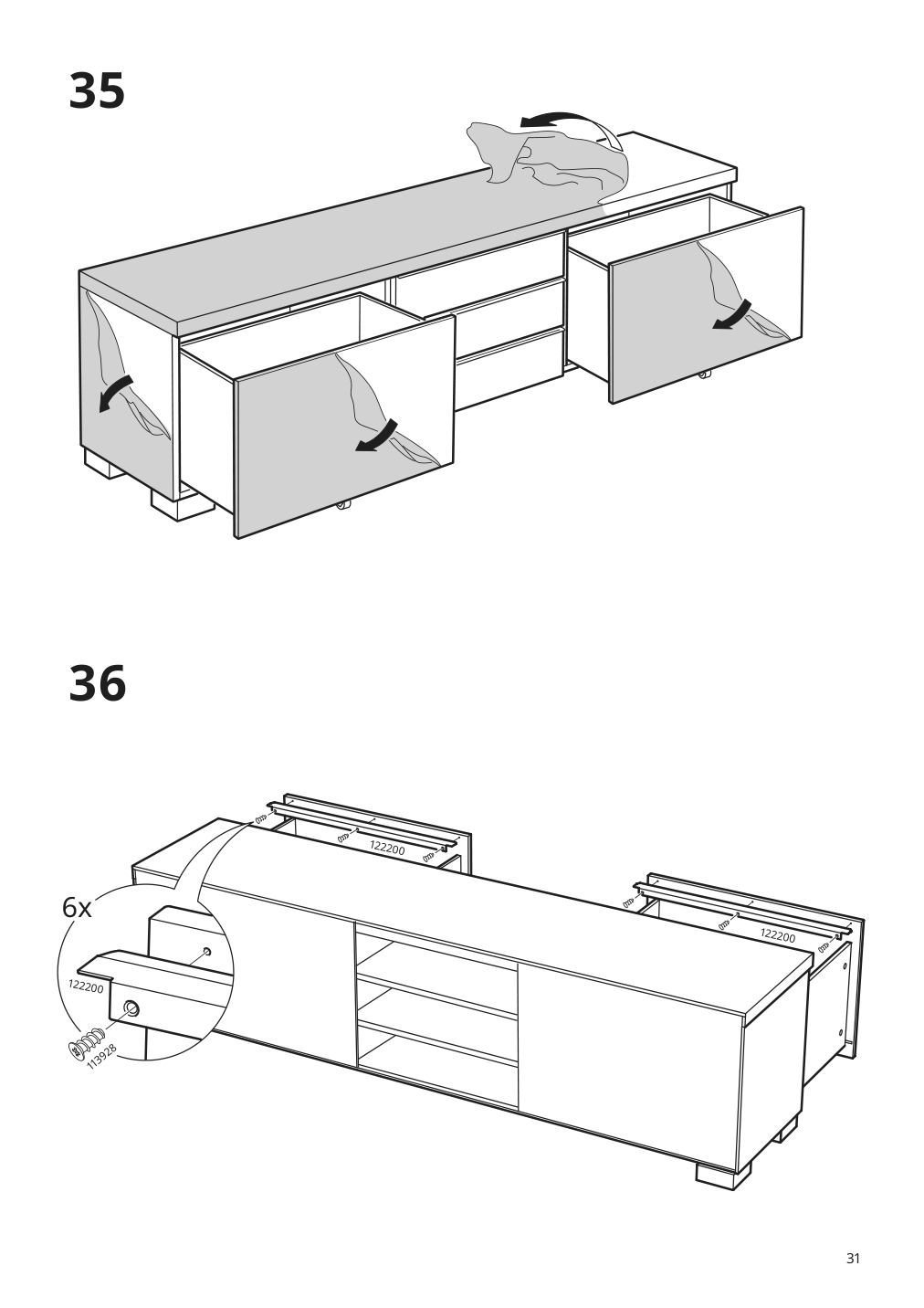 Assembly instructions for IKEA Besta burs tv unit high gloss white | Page 31 - IKEA BESTÅ BURS TV unit 905.660.27