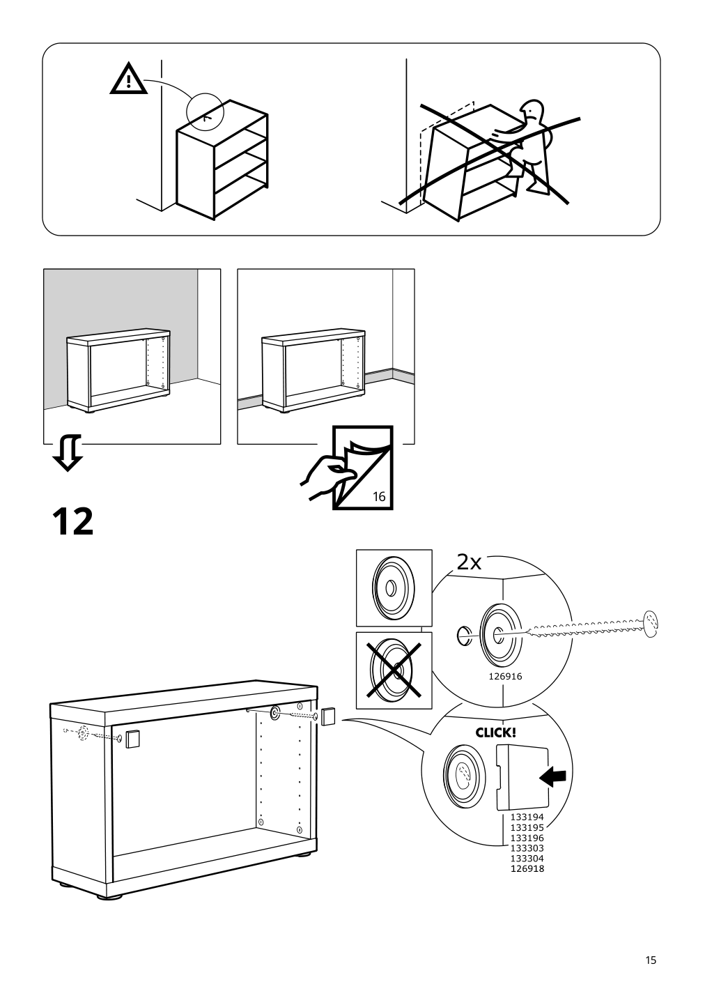 Assembly instructions for IKEA Besta frame black brown | Page 15 - IKEA BESTÅ shelf unit with door 694.297.73