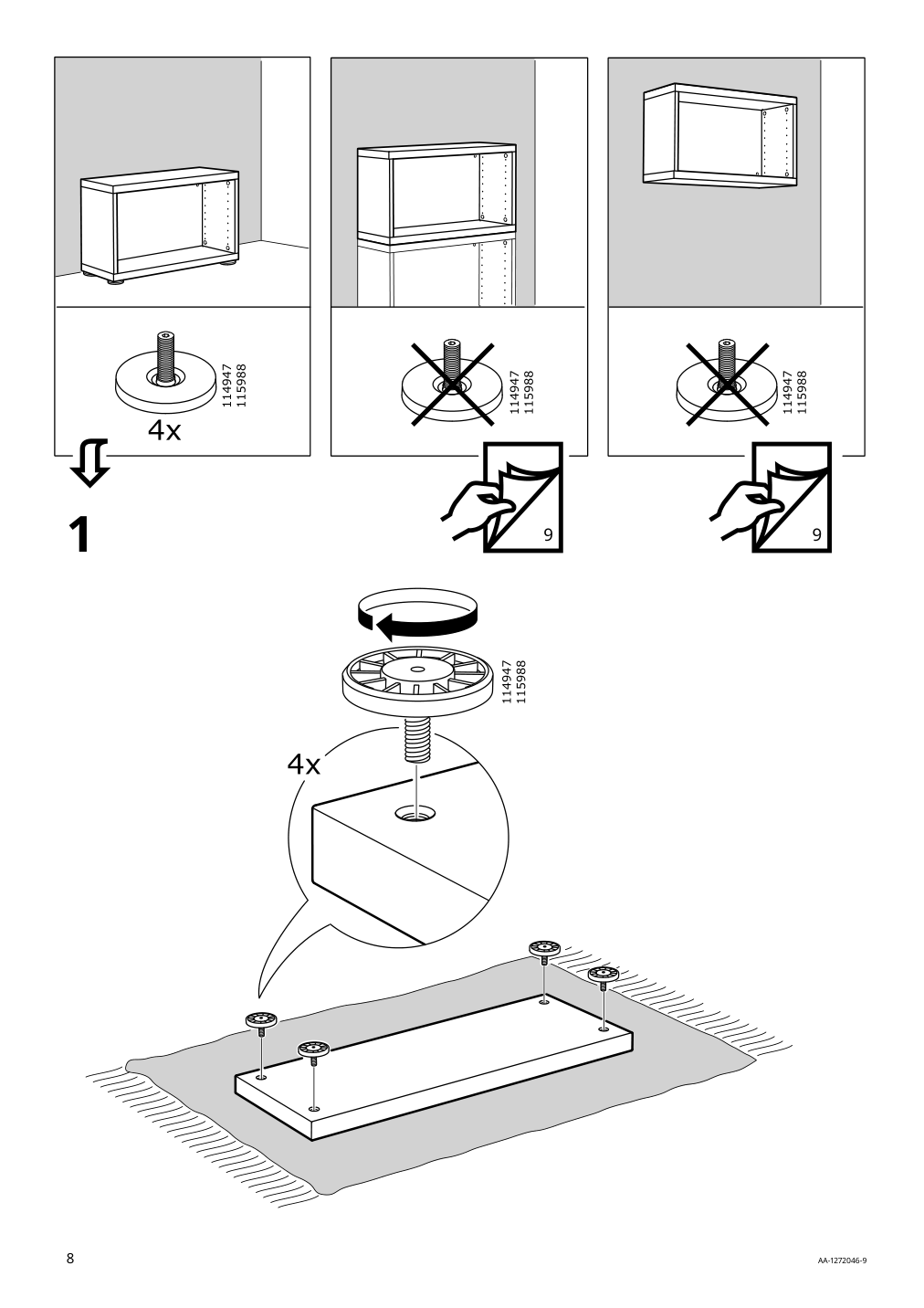 Assembly instructions for IKEA Besta frame black brown | Page 8 - IKEA BESTÅ shelf unit with door 394.249.70