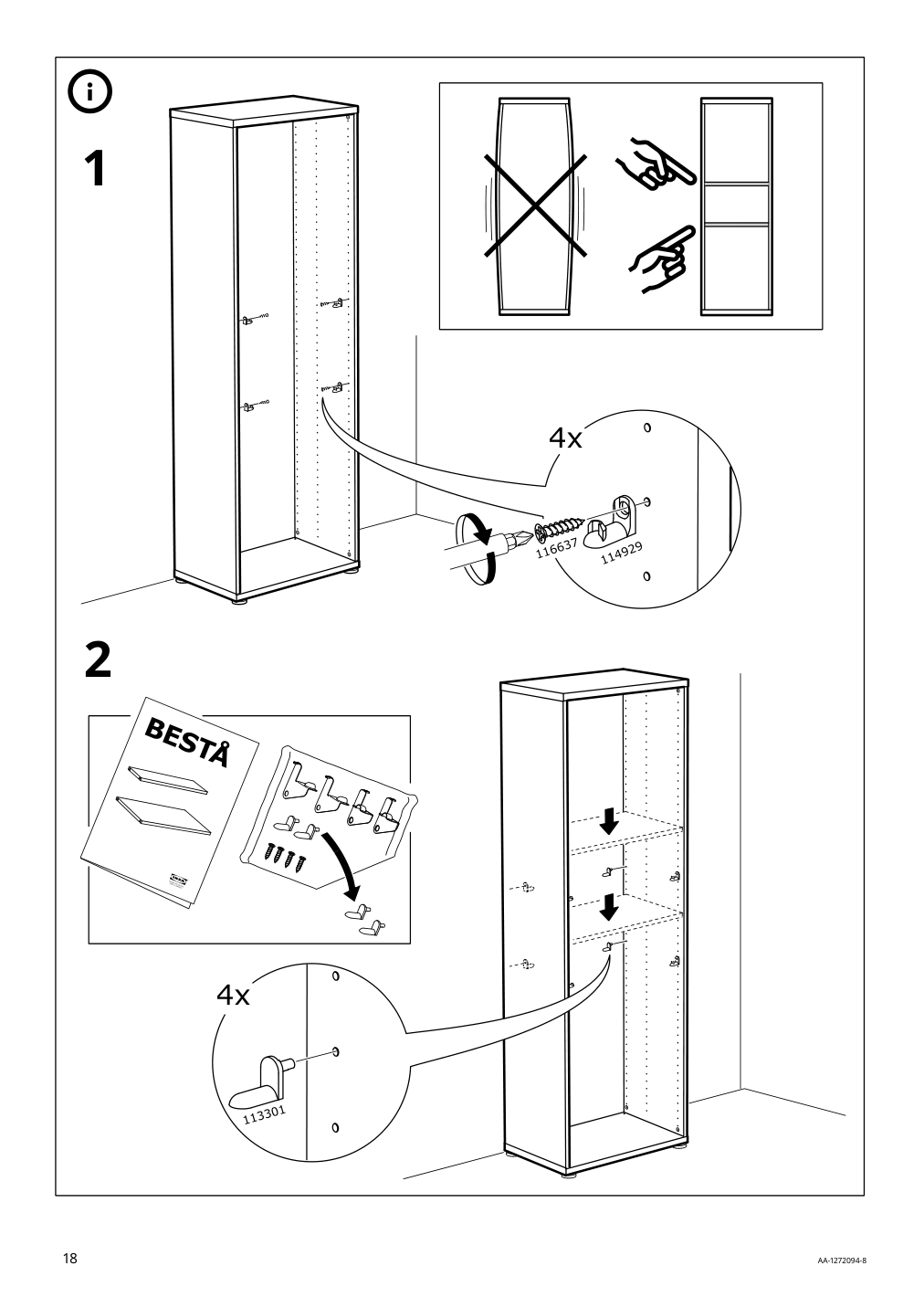 Assembly instructions for IKEA Besta frame black brown | Page 18 - IKEA BESTÅ shelf unit with doors 794.296.97