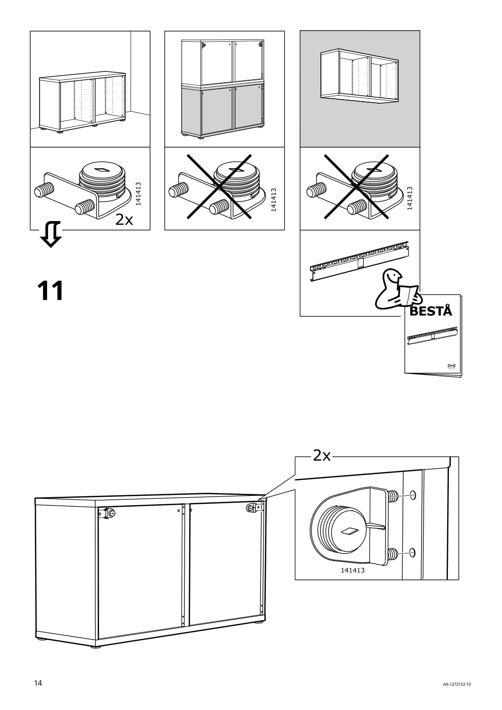 Assembly instructions for IKEA Besta frame black brown | Page 14 - IKEA BESTÅ storage combination with doors 293.250.70