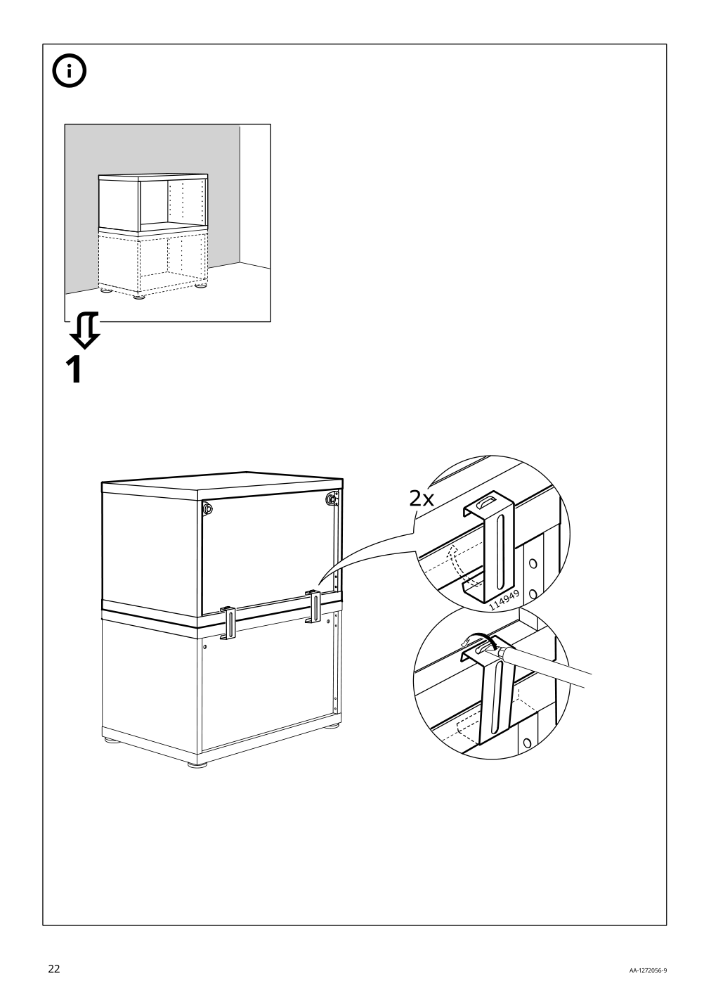 Assembly instructions for IKEA Besta frame walnut effect light gray | Page 22 - IKEA BESTÅ shelf unit with door 990.467.87