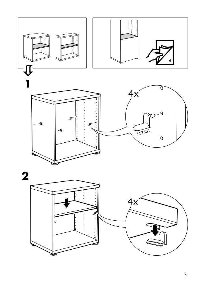 Assembly instructions for IKEA Besta shelf black brown | Page 3 - IKEA BESTÅ shelf unit with door 594.261.38