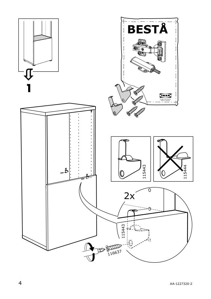 Assembly instructions for IKEA Besta shelf black brown | Page 4 - IKEA BESTÅ shelf unit with door 990.466.26