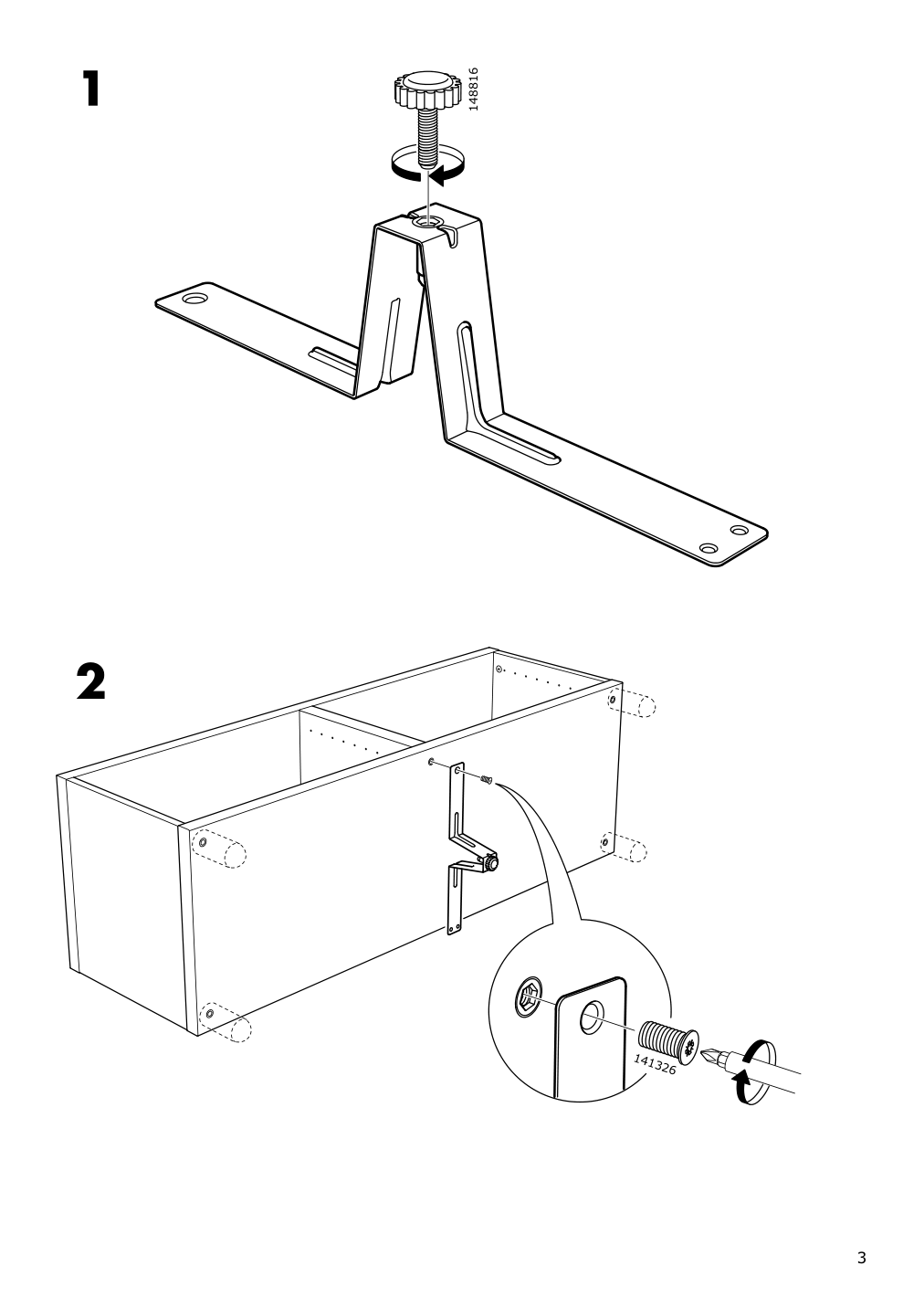 Assembly instructions for IKEA Besta support leg gray | Page 3 - IKEA BESTÅ storage combination w doors/drawers 493.016.95