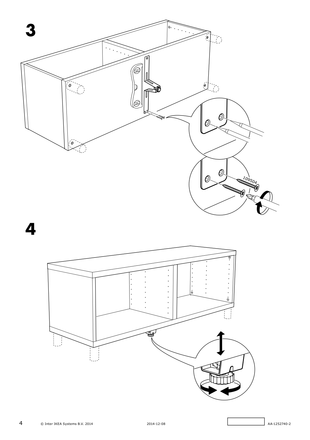 Assembly instructions for IKEA Besta support leg gray | Page 4 - IKEA BESTÅ TV bench with doors and drawers 195.680.16