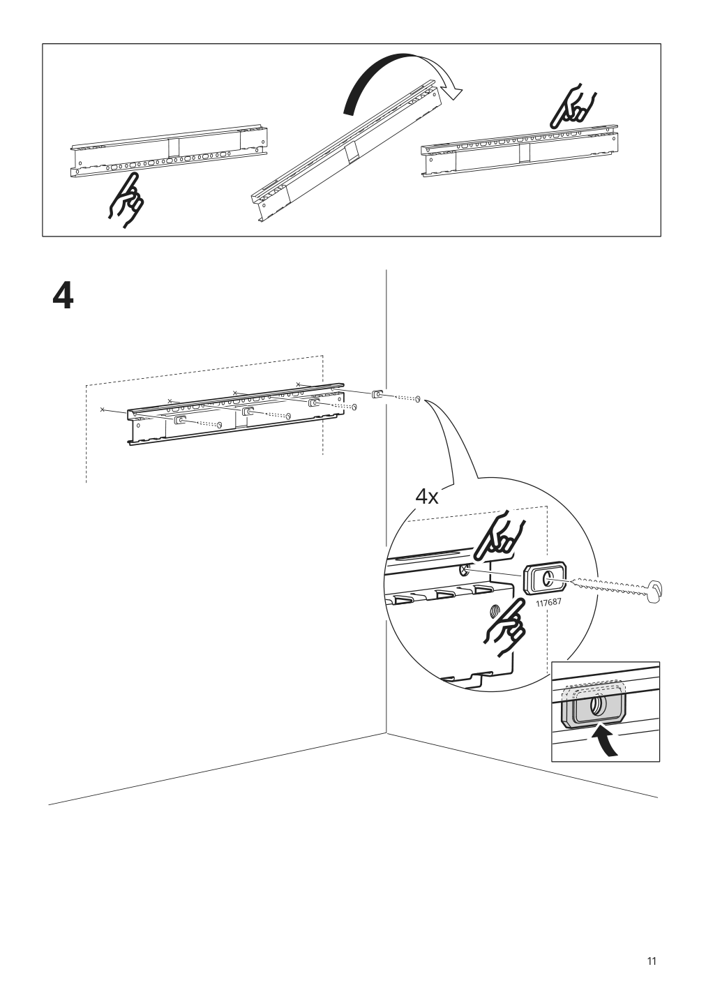 Assembly instructions for IKEA Besta suspension rail silver color | Page 11 - IKEA BESTÅ wall-mounted cabinet combination 394.292.46