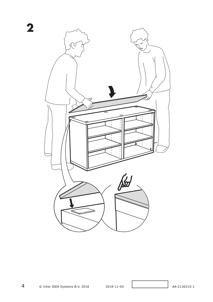 Assembly instructions for IKEA Besta top panel oak veneer | Page 4 - IKEA BESTÅ storage combination w doors/drawers 593.876.84