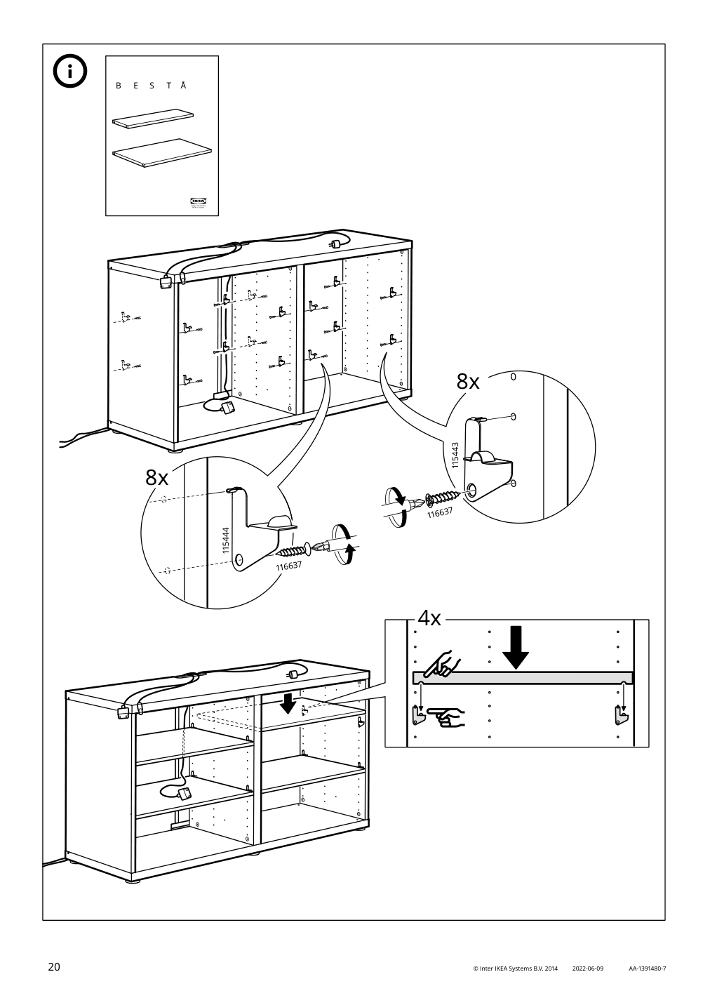 Assembly instructions for IKEA Besta tv unit black brown | Page 20 - IKEA BESTÅ TV bench with doors and drawers 194.359.36