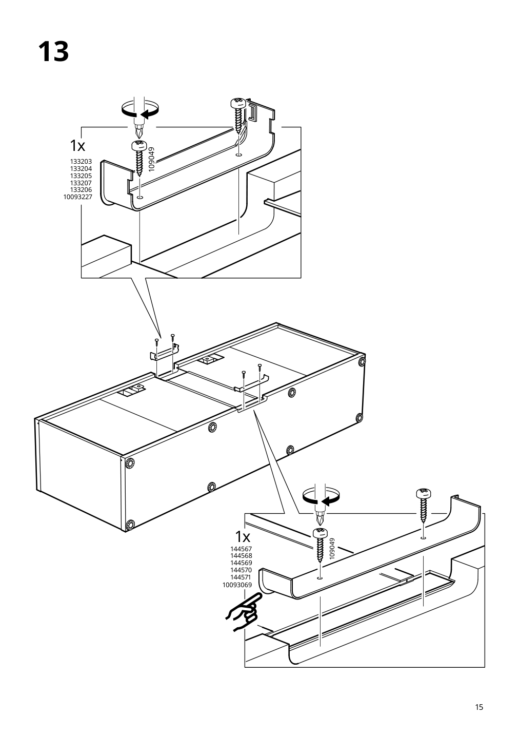 Assembly instructions for IKEA Besta tv unit black brown | Page 15 - IKEA BESTÅ TV bench with drawers 194.359.22