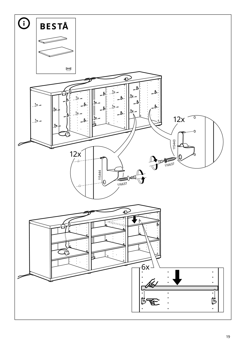 Assembly instructions for IKEA Besta tv unit black brown | Page 19 - IKEA BESTÅ TV storage combination/glass doors 394.072.06