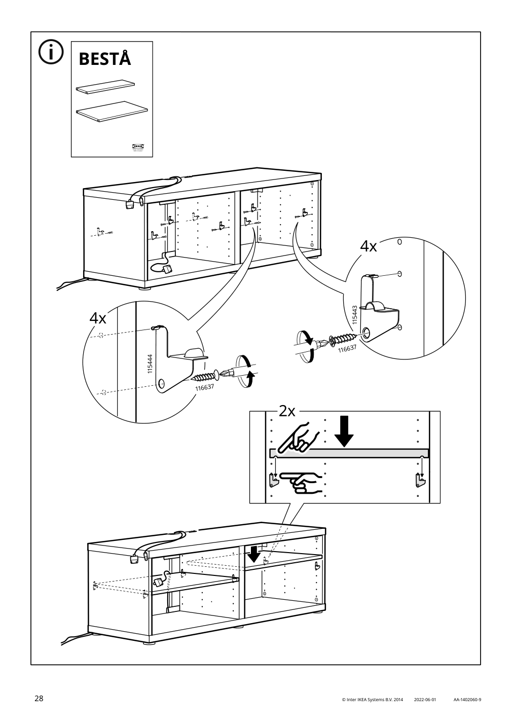 Assembly instructions for IKEA Besta tv unit black brown | Page 28 - IKEA BESTÅ TV storage combination/glass doors 994.113.14