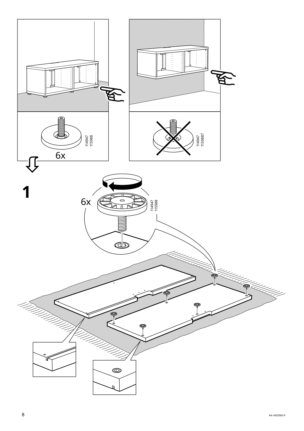 Assembly instructions for IKEA Besta tv unit black brown | Page 8 - IKEA BESTÅ TV storage combination/glass doors 394.365.10