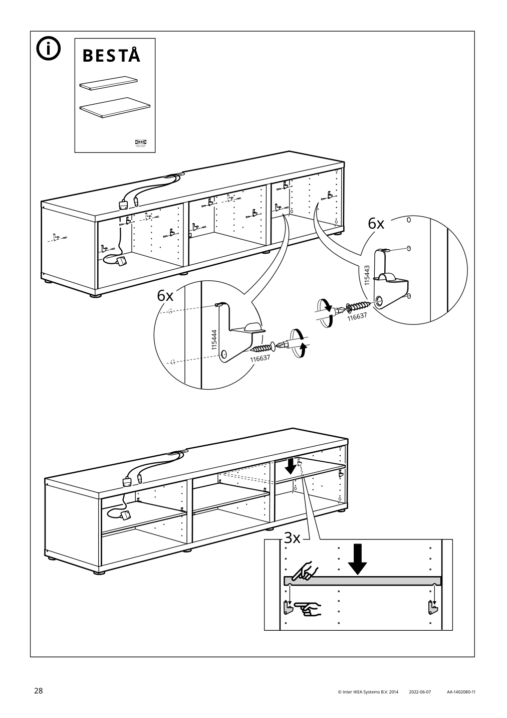 Assembly instructions for IKEA Besta tv unit black brown | Page 28 - IKEA BESTÅ TV unit with drawers and door 694.358.92