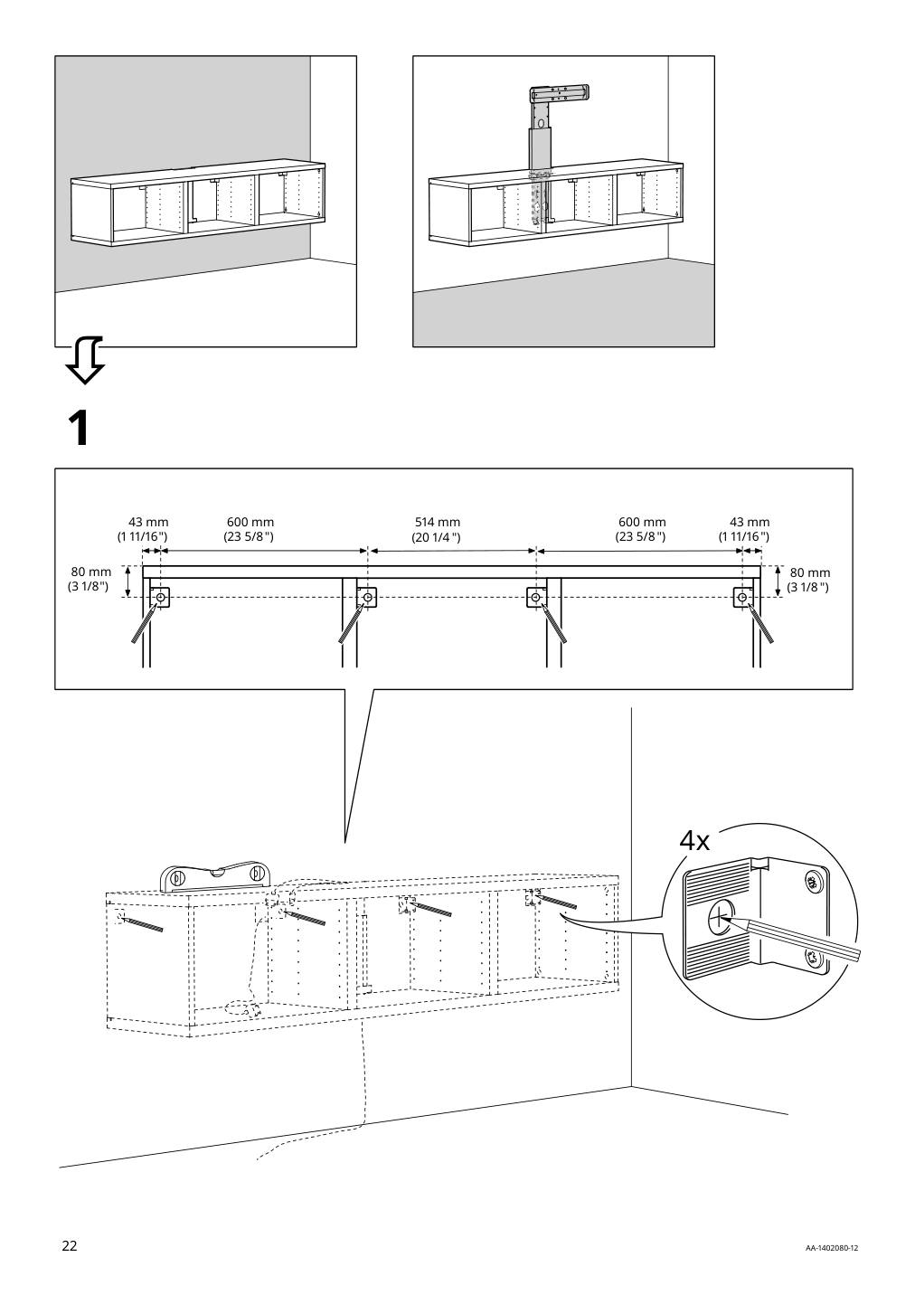 Assembly instructions for IKEA Besta tv unit dark gray | Page 22 - IKEA BESTÅ TV bench with doors 095.078.96