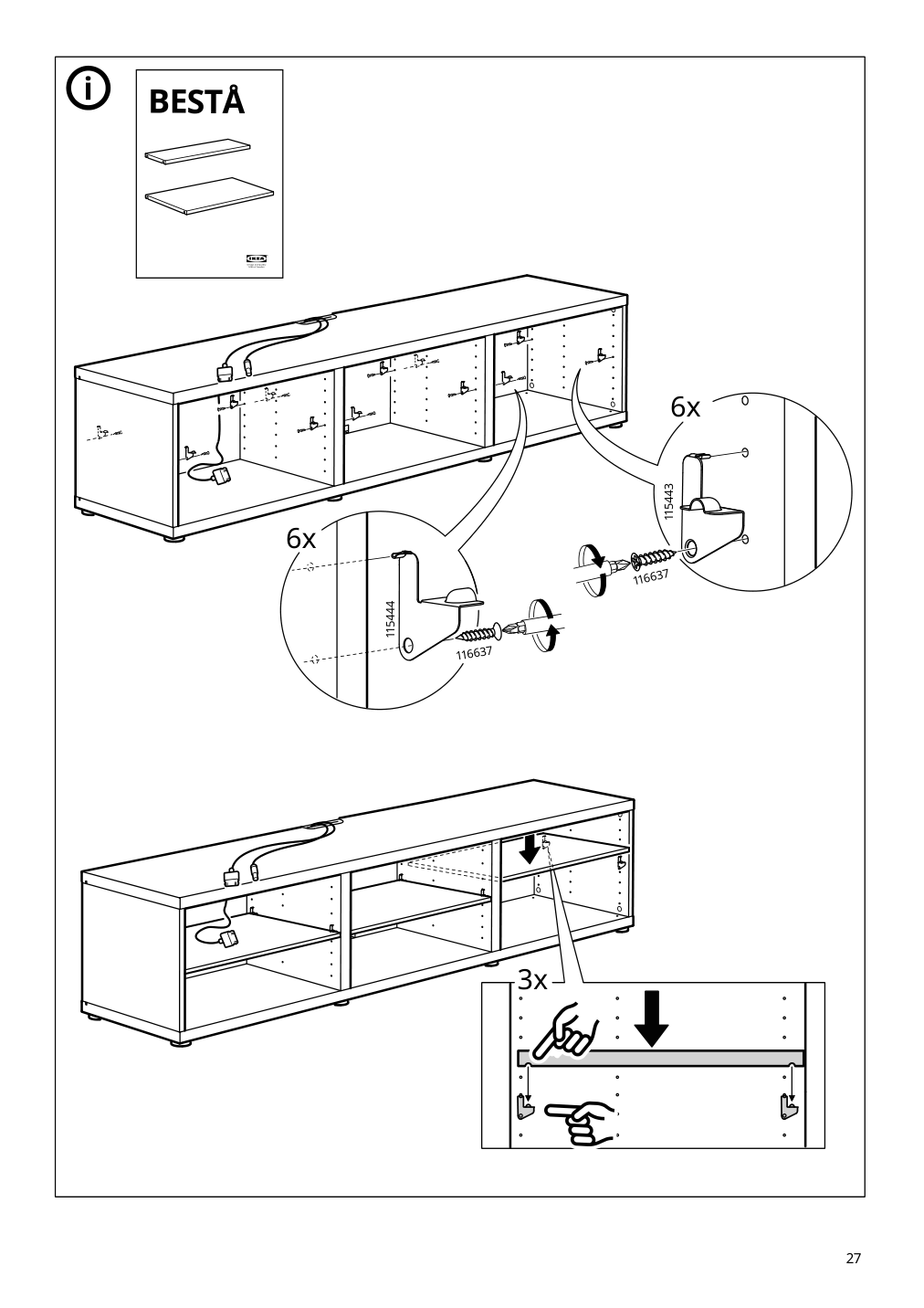 Assembly instructions for IKEA Besta tv unit dark gray | Page 27 - IKEA BESTÅ TV bench with doors 095.078.96