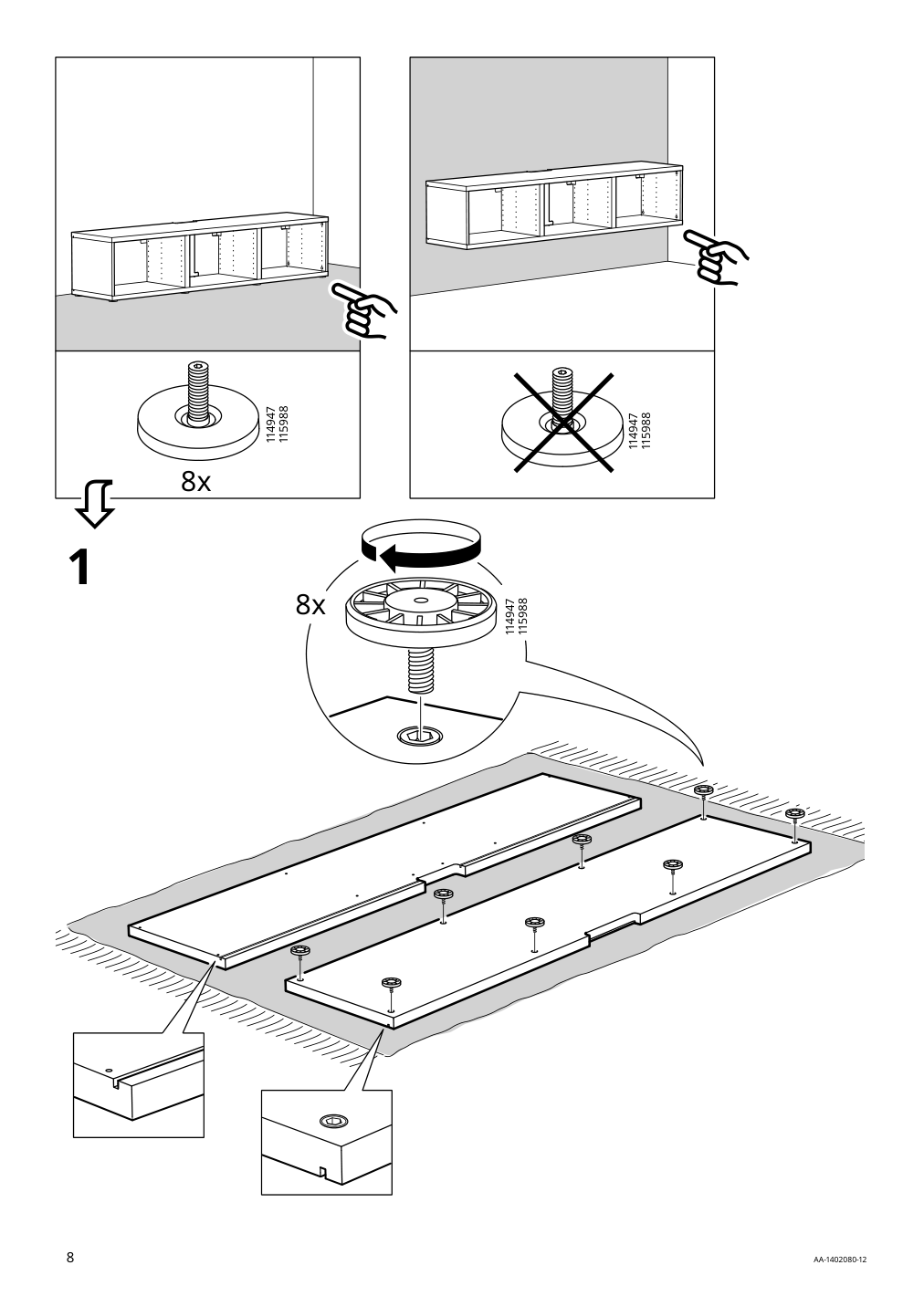 Assembly instructions for IKEA Besta tv unit dark gray | Page 8 - IKEA BESTÅ TV bench with doors 095.078.96