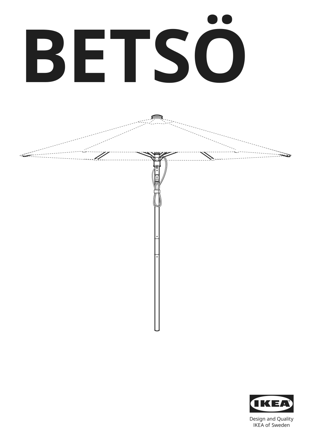 Assembly instructions for IKEA Betsoe umbrella frame tilting brown wood effect | Page 1 - IKEA BETSÖ / LINDÖJA umbrella with base 393.255.31